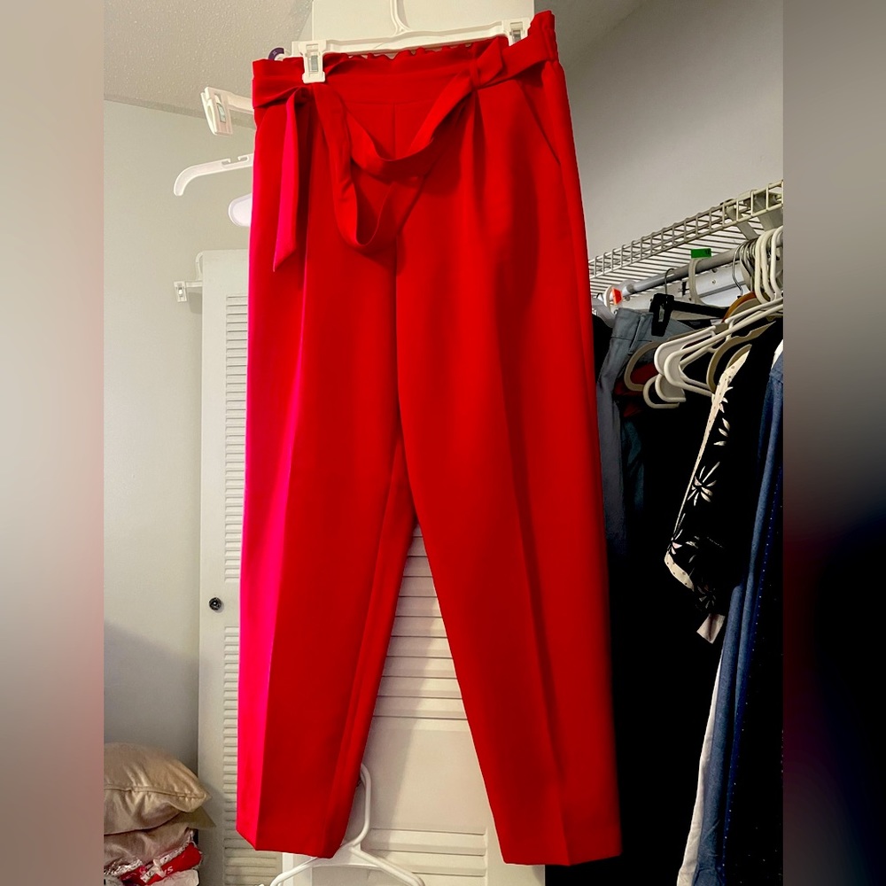 Red Straight Leg Pants